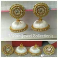 (PRE-ORDER) WHITE SILKY THREAD STUD AND JHUMKAS EARRINGS
