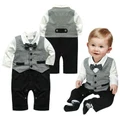 Baby Boys Jumpsuit Romper Newborn Bodysuit Formal Tuxedo Suit Outfits
