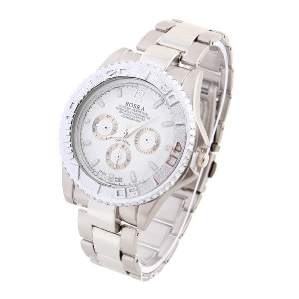 New Luxury Men's Men Style Silver Stainless Steel Band Quartz Wrist Watches