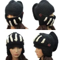 Boy Women Crochet Knit Roman Knight Helmet Ski Hat Winter Warm Mask Beanie Black