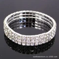 fashion silver trio rows strand clear crystal bracelets rhinestone braclet