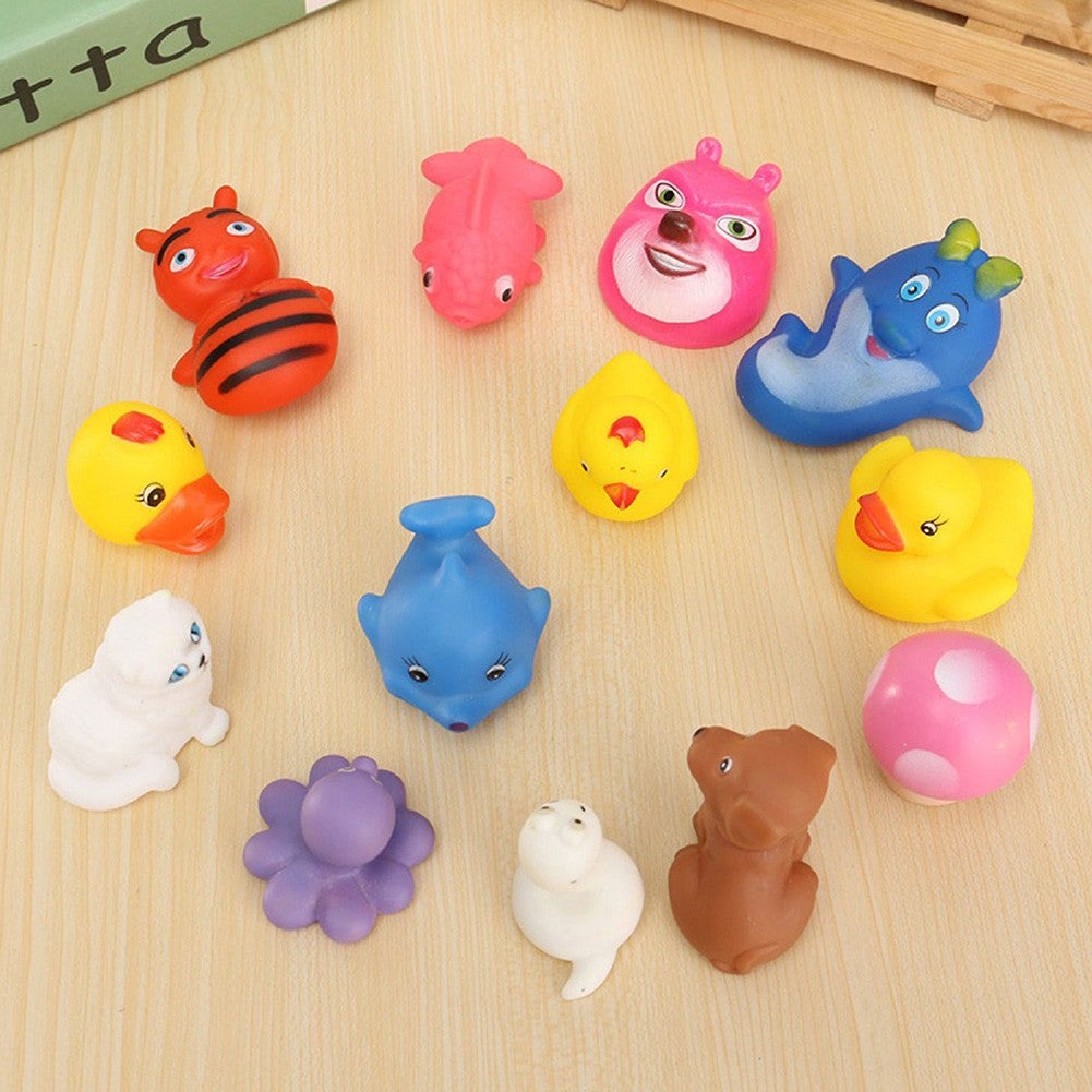 13Pcs Soft Rubber Float Sqeeze Sound Baby Wash Bath Play Toy