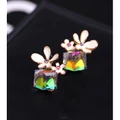 Lovely flower little crystal block earrings