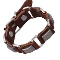 Fashion brown metal leather bracelet