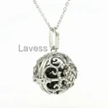 Ball Rhinestone Lava Stone Diffusing Locket Necklace Stainless Steel Chain