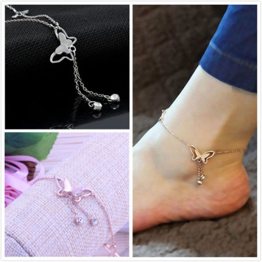 Women Butterfly Hollow Chain Anklet Ankle Bracelet