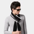 Boutique 210 gram thick cashmere men's scarf black and white stripes scarf