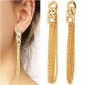 New Fashion Women's Tassel Pendant Ear Stud Dangle Elegant Gold Plated Earrings