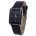 Women's Men's Rhinestone Rectangle Dial Faux Leather Band Quartz Wrist Watch