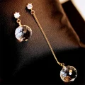 Graceful crystal ball tassel earrings Creative asymmetric earrings eardrop
