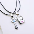 2 pcs Lovers key lock necklaces Couple's fashion pendants Valentine's Day gifts