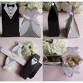 50 Pcs Tuxedo Dress Groom Bridal Wedding Party Favor Gift Ribbon Candy Boxes