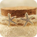 Fashion Rhinestone Pearl Starfish Star Earring Sea Ear Stud Earrings