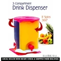 3 Compartment Juice Drink Water Dispenser Rotate Party Spin Juice Tong Bekas Air 2x3L 6L