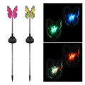 Pack of 2 Solar Fiber Optic Color-Changing Garden Stake Light-Butterfly