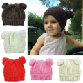 dual ball knit baby caps child crochet beanie hairball ear baby hat