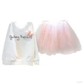 Fashion Girls T Shirt And Pink Skirt With Rhinestone Clothes Set Clothing Sets