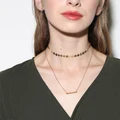 Silver Gold-plated Sequins Long Tassel Multilayer Choker Chain Necklace Jewelry