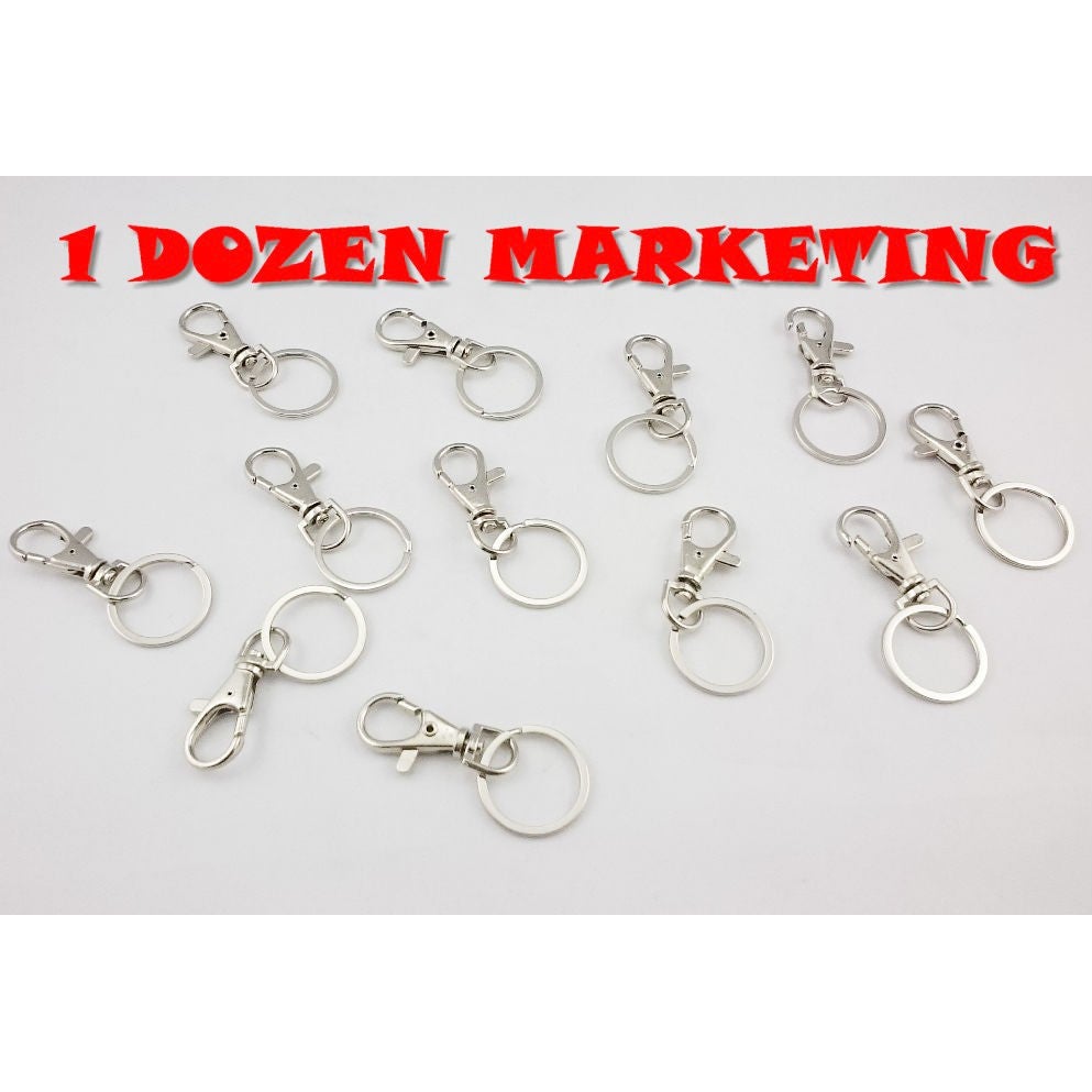 1 Dozen Small Steel Hook Clasp Key Ring
