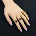 Retro 5PCS Turquoise Leaf Geometric Midi Finger Knuckle Rings Women