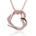 Korean full of diamond necklace lovers double hearts necklace - leash your heart