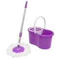 Spin Mop Magic Mop + Cleaner Bucket + 2 Mop Heads (Purple)