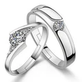 1 Pair S925 Silver Fashion Open Couple Ring Women & Men Adjustable