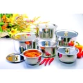 6 PC STAINLESS STEEL CURRY POT SET WITH KNOBED COVER 60130