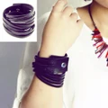 Multi layered black leather bracelet