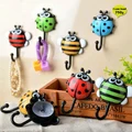 2pcs Ladybug Bee Cartoon Bathroom Wall Hooks Sucker Wall Decorative