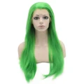 Long Straight Green Hand Tied Lace Front Costume Party Wig