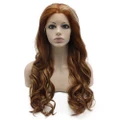 Long Wavy Blonde Highlight Auburn Synthetic Hair Front Lace Wig Natural