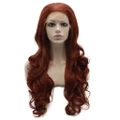 Long Wavy Burgundy Red Heat Friendly Synthetic Hair Front Lace Wig
