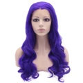 Long Wavy Hand Tied Lace Front Synthetic Hair Violet Purple Cosplay Wig