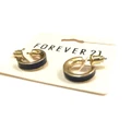 Black enamel loop earrings