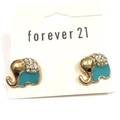 Enamel turquoise elephant earrings