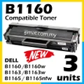 3 Units Compatible Dell B1160 B1160w B1163 B 1160 1160w 1163 1165nfw Black Toner