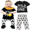 Baby Boy Clothes Letter Printed Short Sleeve T-shirt +Pants Suit