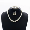 Women Girls Shiny Charming Pearl Necklace Earring