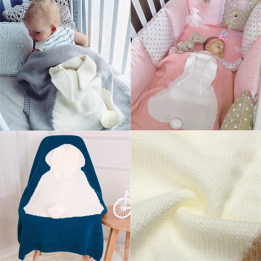(Ready stock)Baby Rabbit Blanket Soft Warm Wool Swaddle Kids Bath Towel