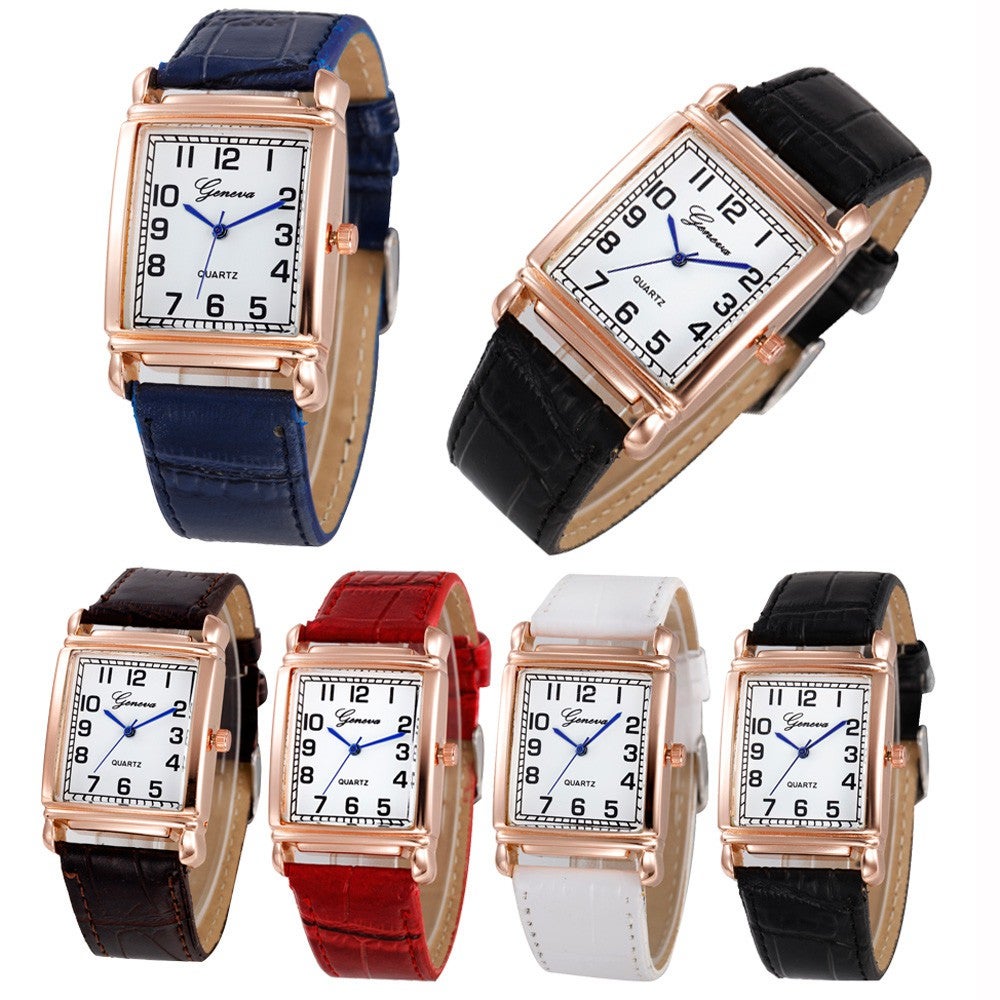 Women Casual Checkers Faux Leather Quartz Analog Wrist Watch