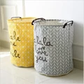 2pcs Cotton Linen Laundry Basket Washing Storage Basket MNKG