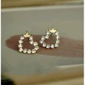 Korea crown of hearts diamante earrings