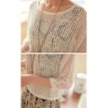 Hollow Knit Cotton Long-sleeved Blouse