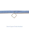 Light Denim Square Choker Necklace
