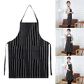 fo?Waterproof Oilproof Stripe Bib Apron with 2 Pockets Chef Cook Tool