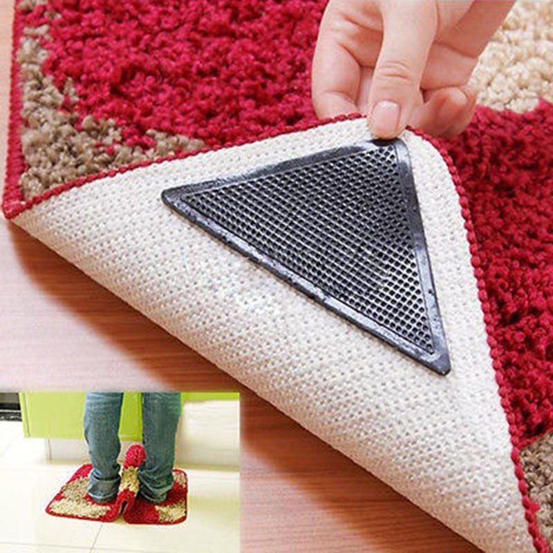 2Pcs Rug Carpet Mat Non Slip Skid Grippers Reusable Washable Silicone Grip