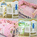 ??NL 5pcs Promotion Cotton Baby Children Bedding Set Safe Soft Bed