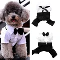 Pet Dog Cat Clothes Prince Tuxedo Bow Tie Suit Puppy Costume Jumpsuit Coat S-XXL