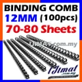 (12mm) 100Pcs/Box Comb Binder Rings / Plastic Comb Rings / Binding Rings / Binding Comb Rings Black I JIMAT Binder